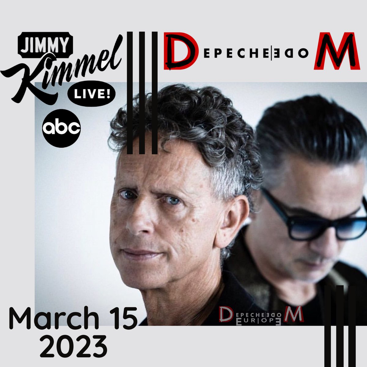 Depeche Mode to perform on 
"Jimmy Kimmel Live" - March 15
•••
 #DepecheMode #JimmyKimmel