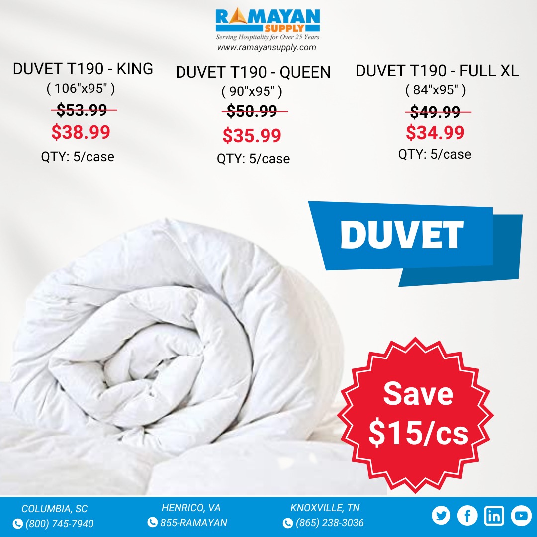 Supply Perfect Duvet Blankets Online - KIng, Queen Full XL - Save $15
Shop Now: ramayansupply.com/bedding/duvet.…
#Duvat #hotelsupplies #hotelmotelsupply #hotelsupplystore #wholesaleprice #wholesaler #supplies #suppliers  #offers #discount #deals #RamayanSupply