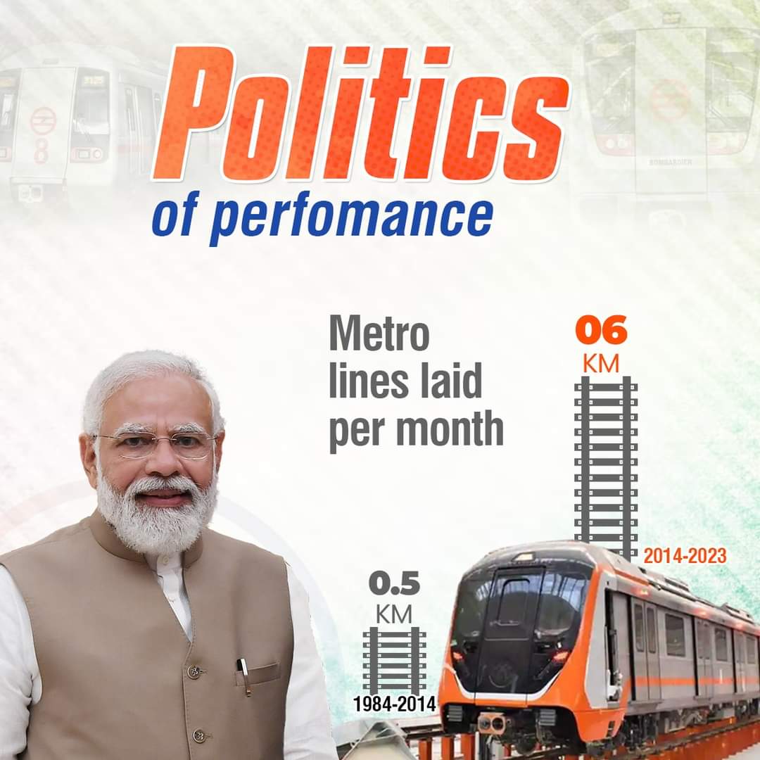 𝐏𝐨𝐥𝐢𝐭𝐢𝐜𝐬 𝐨𝐟 𝐏𝐞𝐫𝐟𝐨𝐫𝐦𝐚𝐧𝐜𝐞.

Easing the lives of the people with expansion of metro.