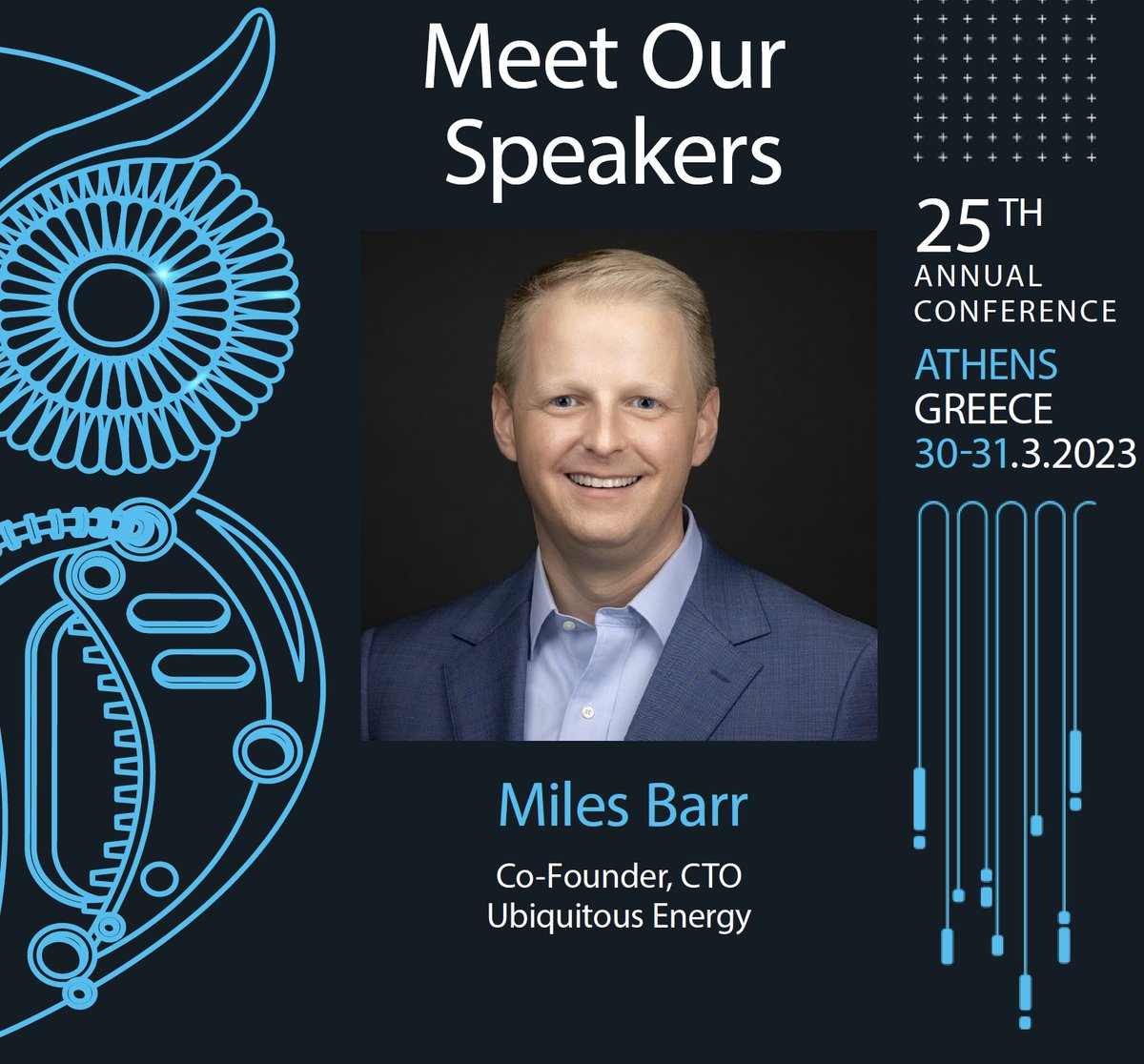 MITGSW's tweet photo. Meet one of our keynote speakers!
Dr. Miles Barr is co-founder and CTO of Ubiquitous Energy, a Silicon Valley company commercializing transparent solar technology.
Join us in Athens to hear Dr. Barr speak! https://t.co/CjoKu4SYqO
#mitgsw #athens #mit #global #startup #keynote https://t.co/vOpIEKqLly