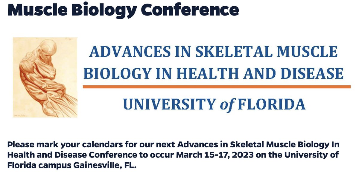 Join us at the Muscle Biology Conference next week! 
myology.institute.ufl.edu/conferences/mu…