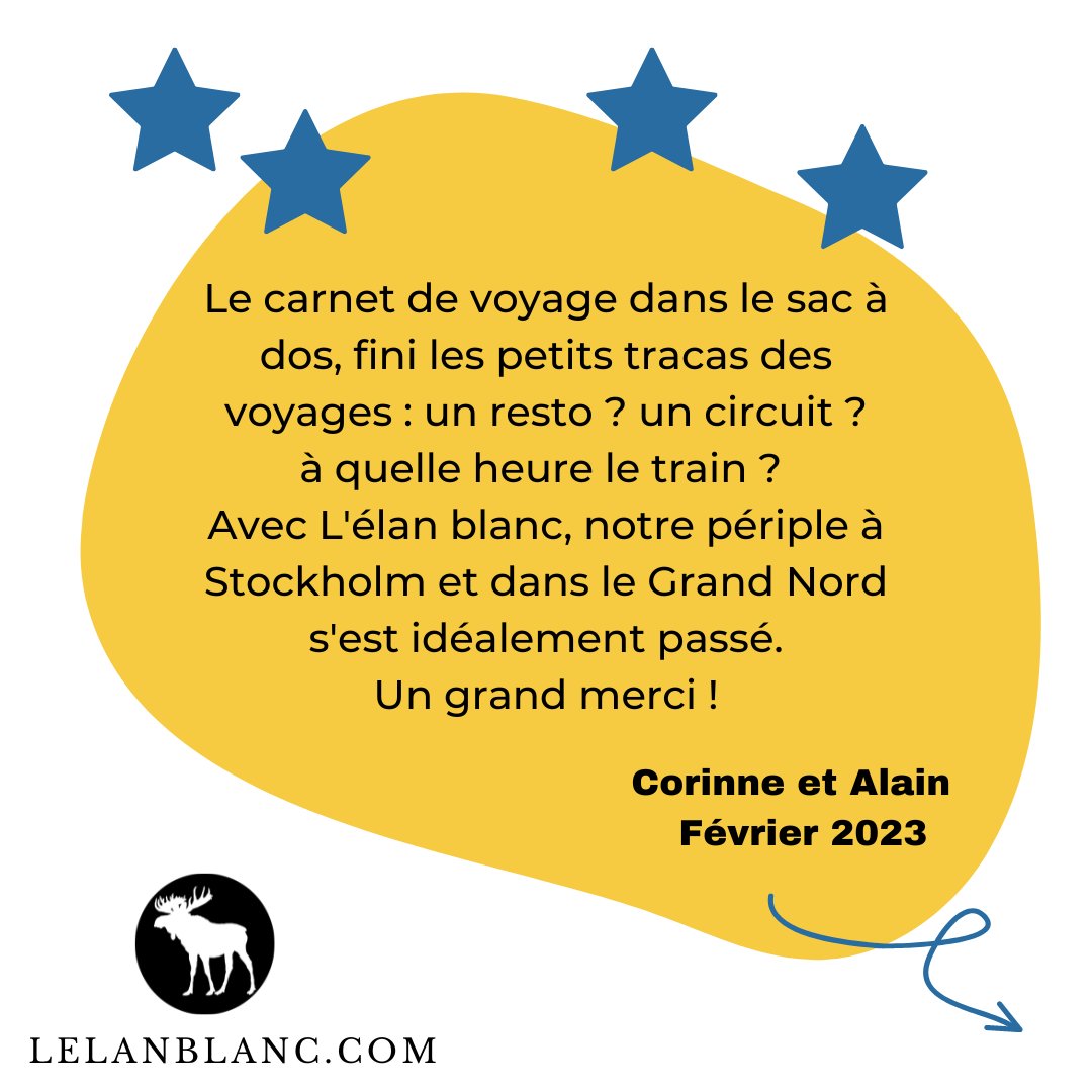 BlancElan's tweet photo. 🍒Comme Corinne et Alain, bénéficiez des services aux petits oignons de L'élan blanc !
✏ Parlez-moi de vos envies de voyage ici : https://t.co/HPqLzNghCa
#aviselanblanc #voyagesurmesure #voyagesuede #voyagescandinavie #laponiesuedoise #travelplannelsuede https://t.co/kmRXSMVzb9