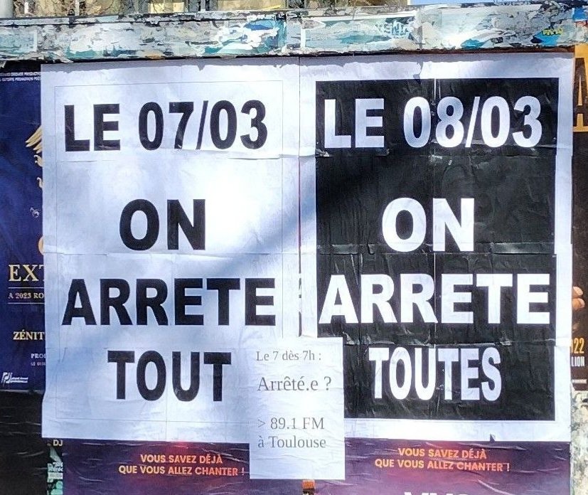 ArreteTout_Tlse's tweet photo. Le 7 mars à 7h, #OnArreteTout! Le 8mars à 8h, #OnArrêteToutes ! On réfléchit, on agit et on écoute @RADIOFMR 89.1 FM sur les blocages!... et c'est pas triste ! https://t.co/sRWfotcRdl