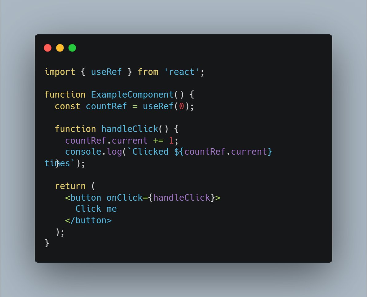 secret_rover's tweet image. #DidYouKnow that you can use the &quot;useRef&quot; hook in #ReactJS  to persist a value between renders without triggering a re-render?

The current property of the countRef object persists in the value between renders.

Give it a try in your next React project! 

#ReactTips #JavaScript