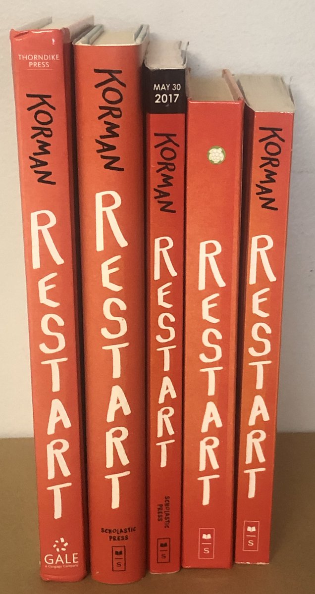 Theamelpos's tweet photo. Second: #GordonKormanBookCovers no. 323!
Here is a new-this-year #LargePrint edition of @gordonkorman's RESTART from @galecengage/@ThorndikePress. I believe this is the third hardcover for this title, following the @Scholastic HBDJ (2017) and #turtleback (2018) versions.
(2/2) https://t.co/maUklov38l
