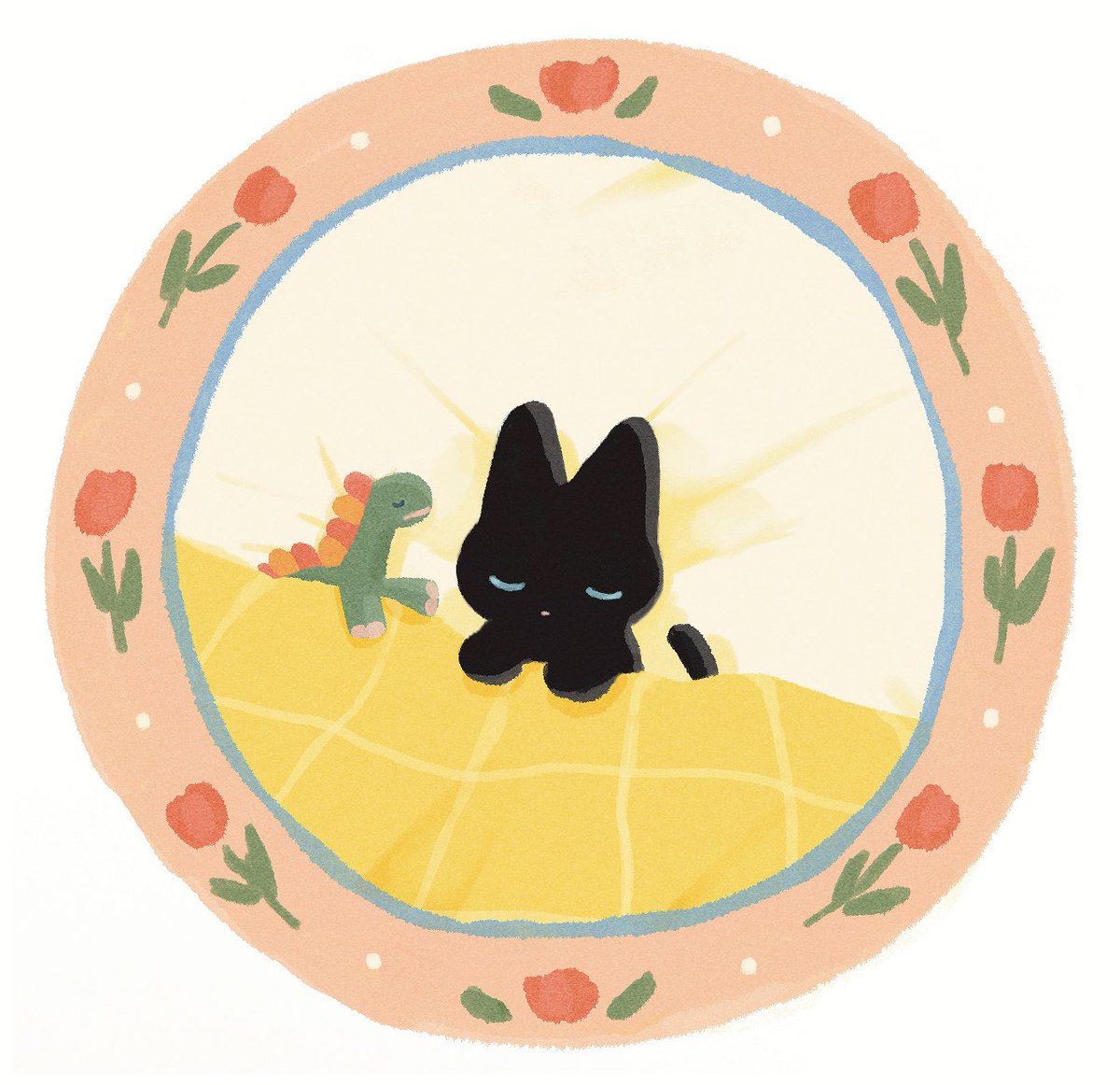 black cat no humans cat closed eyes flower animal focus food  illustration images