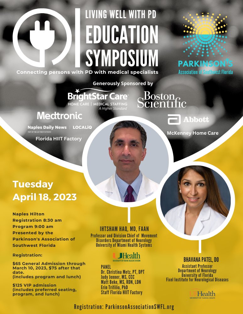 ParkinsonSWFL's tweet photo. Special pricing for our April #Parkinson's Education Symposium ends on March 10th. https://t.co/oXXxvk7LyF https://t.co/c3ICmsibmP
