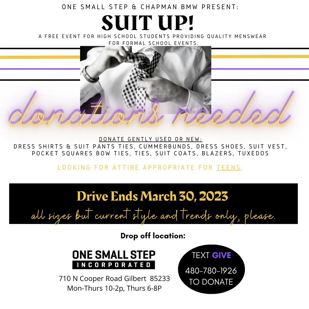 theclothescabin's tweet photo. Calling all sharp dressed men!  We need your semi-formal and formal wear for our Suit Up event serving high school students in need.  Bring your donations in before the end of March! https://t.co/voVrItIvzx