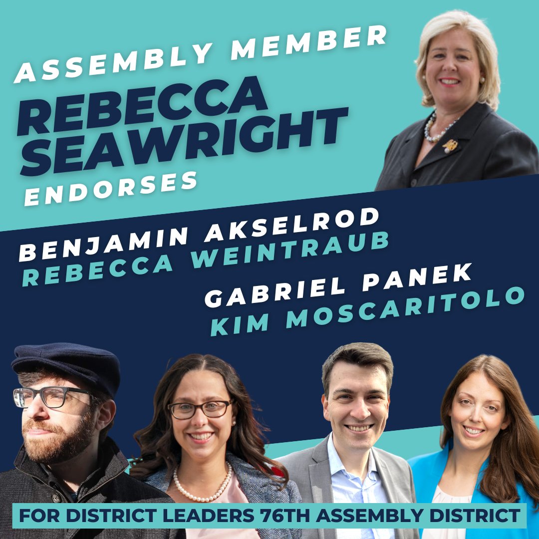 📢BIG NEWS📢We are so excited to announce that our entire slate of District Leader candidates has been endorsed by Council Member @JulieMenin, State Senator @LizKrueger, and Assembly Member @Rebecca76AD!