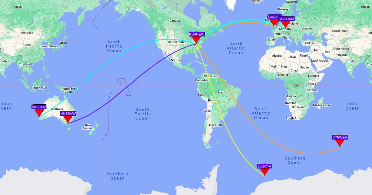 chswiger's tweet photo. dx #WSPR spots last night #HamRadio #Solarflux 175 last night, 182 now #VK6KOZ #VK6PK #VK3BVW #ZU2CTA ?? nothing listed in https://t.co/NtSYsdAJfE #Y76WEA ?? #DG1OAM #G8LDJ #G4GCI https://t.co/GSlptThF6P