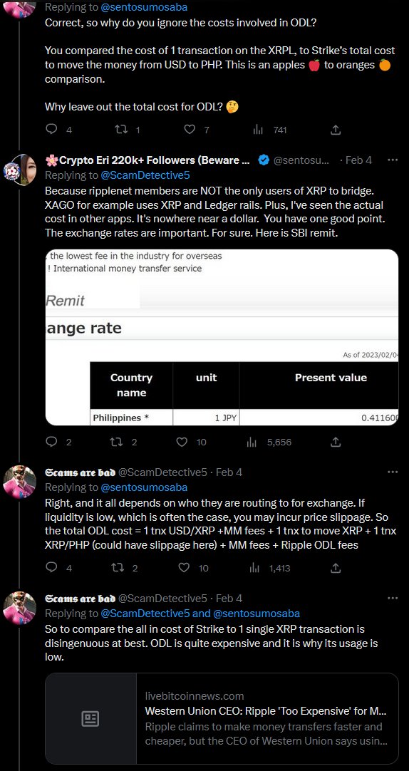 ScamDetective5's tweet photo. Even when she was presented with evidence of her misinformation in her "comparisons"  (including by a Ripple Engineer!!) she did not post any corrections or take down the misinformation tweets. 

Be careful listening to influencers and always Do Your Own Research! 

Be safe.

2/2 https://t.co/f44okPHgaS