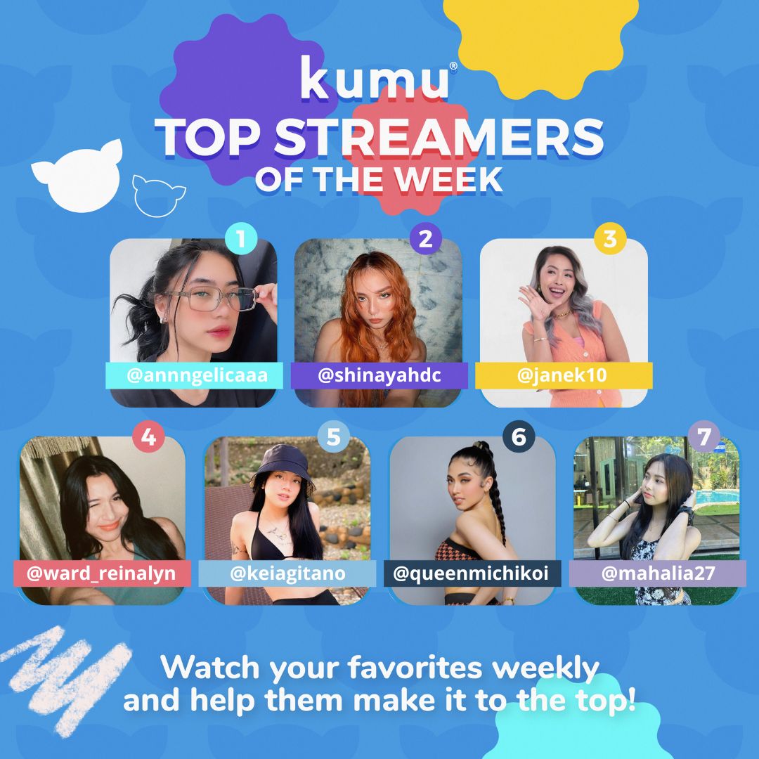kumuPH's tweet photo. MARCH forward with these ladies! 

Shararawt to our #kumuTopStreamers of the week with @AngelicaGegante at rank 1! Click this link, top up and show support to this lady! https://t.co/S48TUDbxXr

Sinong next? Abangan!
@shinayahdc l Janek l @WardReinalyn l Michiko l @MahaliaElka https://t.co/wdanpJZlZo