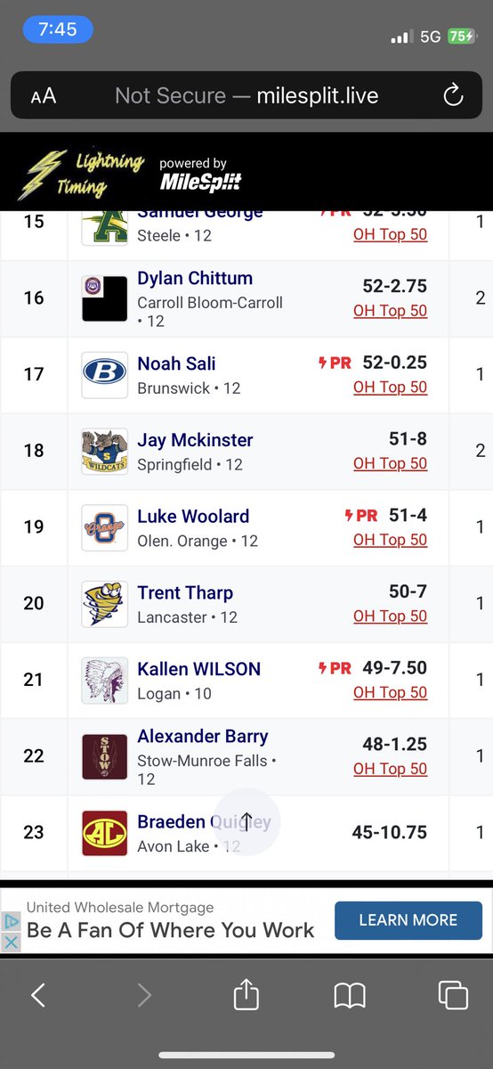 The weight throw team of <a href="/LucasFrye10/">Lucas Frye</a> and <a href="/WoolardLuke/">Luke Woolard</a> both PR’d and Lucas finished 9th with his huge throw of 55-4.75 for the school record! Lucas also placed 16th in triple jump. Woolard placed 19th in weight throw and is going to Nike nationals this weekend. Congrats!