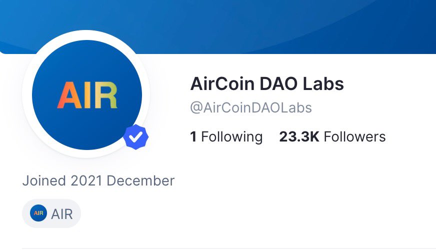 AirCoinreal's tweet image. More than 23.3K AirCoiners are following our profile on @CoinMarketCap

Follow us on CMC to catch our latest news.

coinmarketcap.com/community/prof…