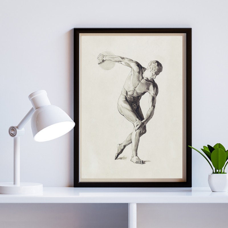 Discobolus Poster, Classical Wall Art, Rome statue Poster, Hellenic aesthetic etsy.me/41LdvYx #unframed #bedroom #abstractgeometric #vertical #discobolusposter #discobolusofmyron #discusthrower #romestatue #aestheticroomdecor