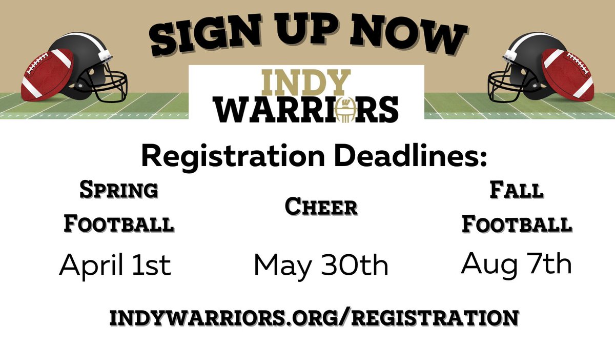 JoinINWarriors's tweet photo. Register your athletes now! Spring Football training has begun! https://t.co/YCHxqolG1t https://t.co/xo5GqGRvzb