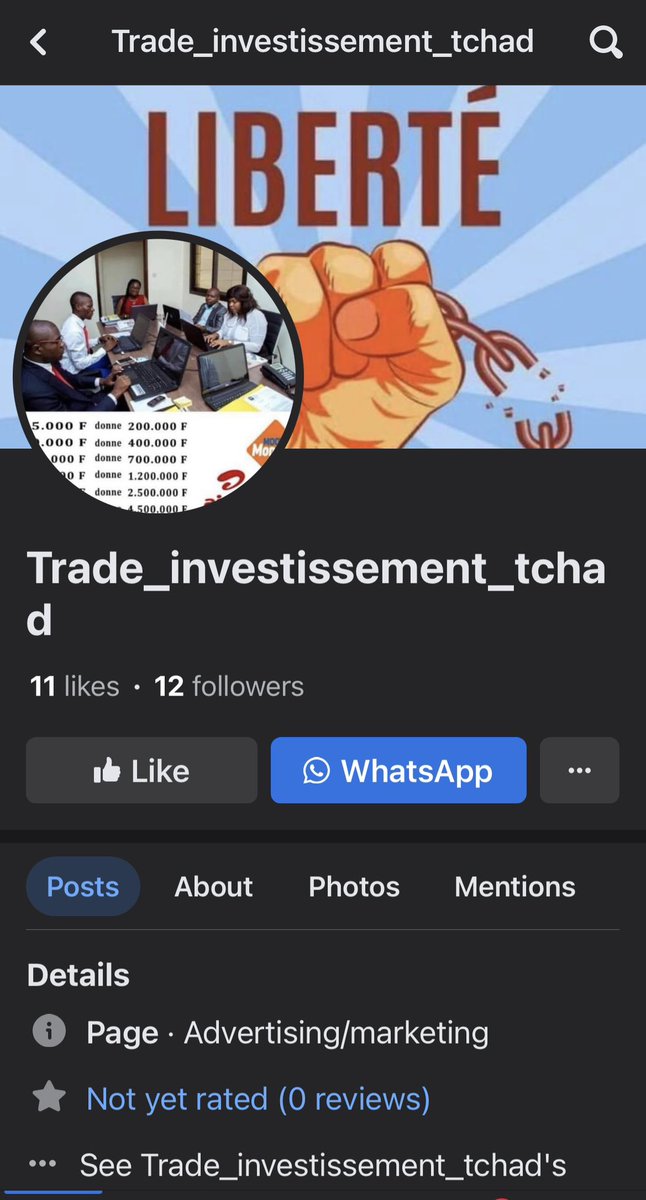 amibiaka's tweet photo. …partagez SVP: une autre arnaque en téléchargement au Tchad…sachez qu’aucun investissement honnête ne peut vous rapporter 90% de profit en 24 heures… l’ANIF doit se saisir de ce dossier rapidement au risque de voir des personnes crédules se faire détrousser encore une fois… https://t.co/OAGukDRCRY