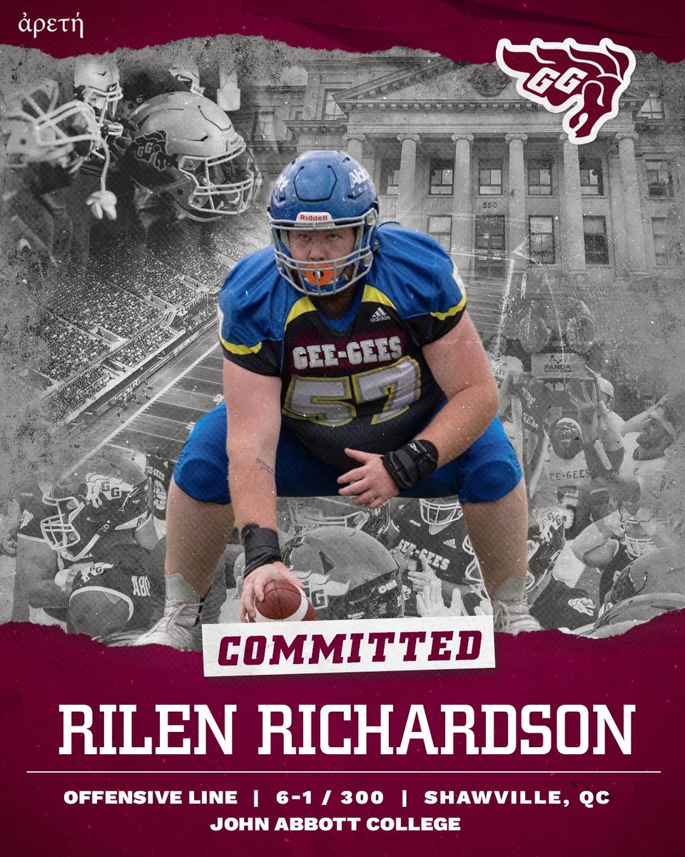 We are proud to announce that OL Rilen Richardson is returning home to the National Capital Region to join the Gee-Gees family! 🔥
 
The Shawville, QC native joins us from <a href="/JACFootball/">John Abbott Football</a>, where he won a Bol d’Or in 2021.

Welcome to #GGnation! 🤝