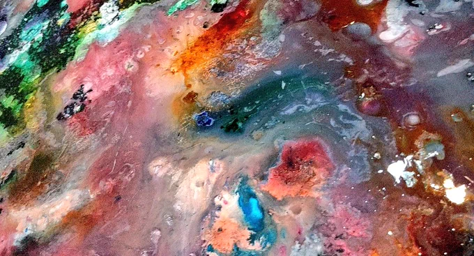 下地版作成中。シリコンオイル少なめ。 #MinaAkagiArt  #MinaAkagiLaboratory #LowbrowArt  #inkpainting 