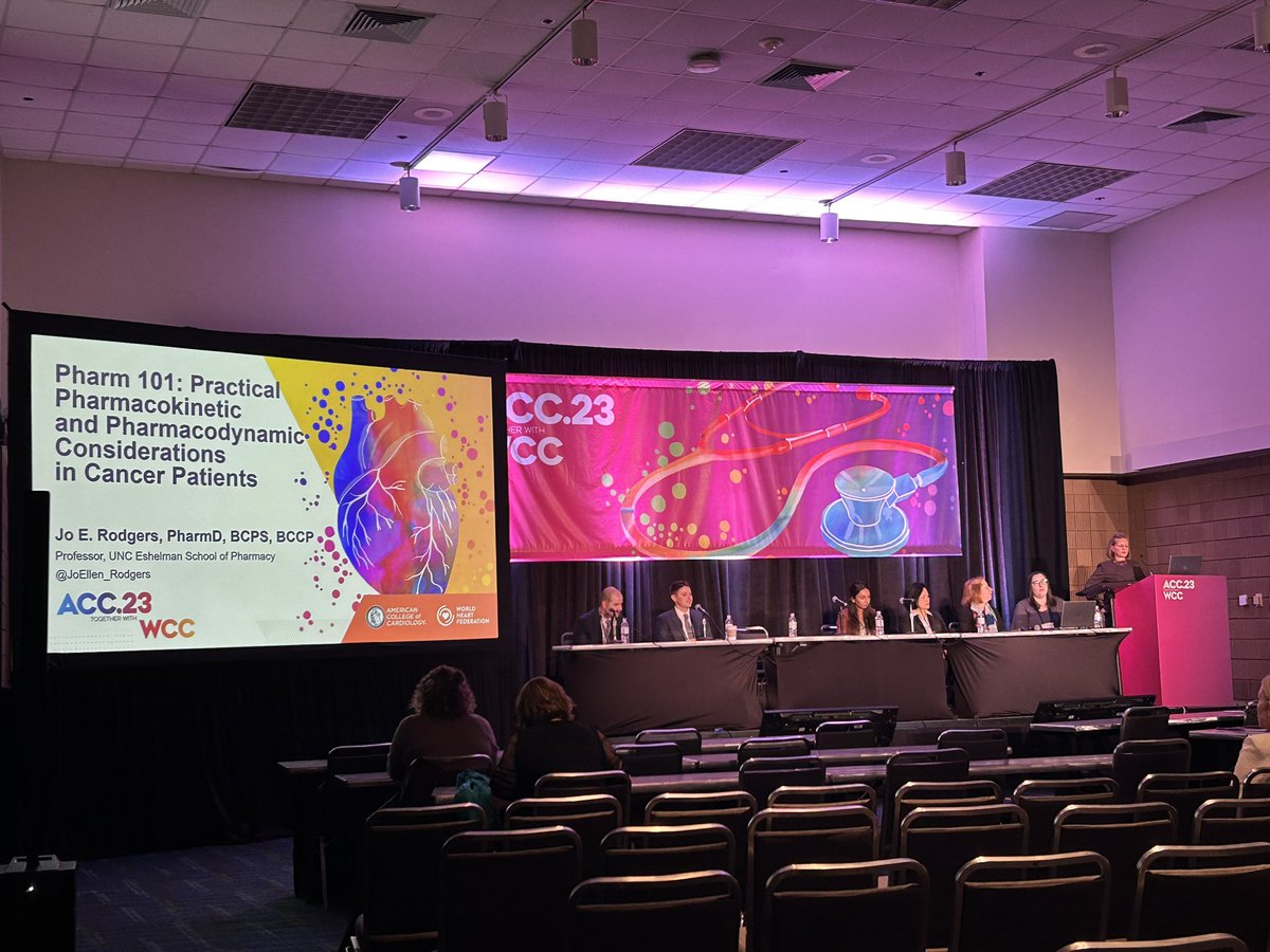 The best preceptor and mentor, Jo Ellen Rodgers presenting on PK/PD considerations in cancer patients at #ACC2023 🥹🫀