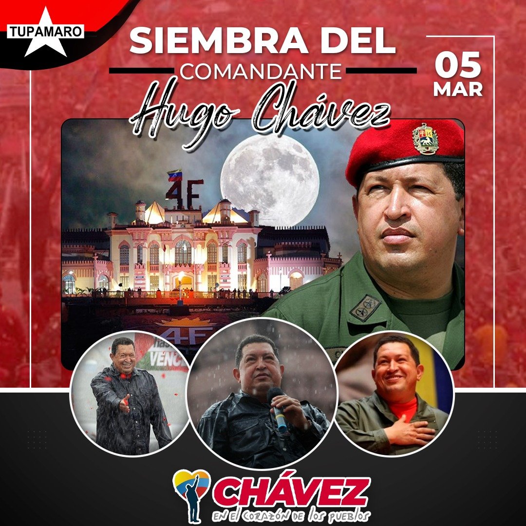 AturesMrtMcpio (@aturesmrt) on Twitter photo 🔴⚫ #5marzo
📢 A 10 años de la siembra de nuestro comandante Hugo Chávez, continuamos con el gran propósito irreversible de fortalecer paso a paso la revolución bolivariana ✊✊✊ todos somos Chávez.
<a href="/NicolasMaduro/">Nicolás Maduro</a>
#YoSoyChavéz
#ComunaYProducción 🔴⚫ #5marzo
📢 A 10 años de la siembra de nuestro comandante Hugo Chávez, continuamos con el gran propósito irreversible de fortalecer paso a paso la revolución bolivariana ✊✊✊ todos somos Chávez.
<a href="/NicolasMaduro/">Nicolás Maduro</a>
#YoSoyChavéz
#ComunaYProducción