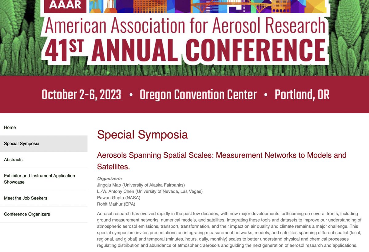 pawanpgupta's tweet image. planning to attend #AAAR annual conference in #Oct23, consider submitting to this special symposia aaar.org/2023/special-s… led by @JingqiuMao @NASA_HAQAST @AerosolWatch @SanGasso @Carbon2C @BzGEO @blefer @NASAEarthData @NASAARSET