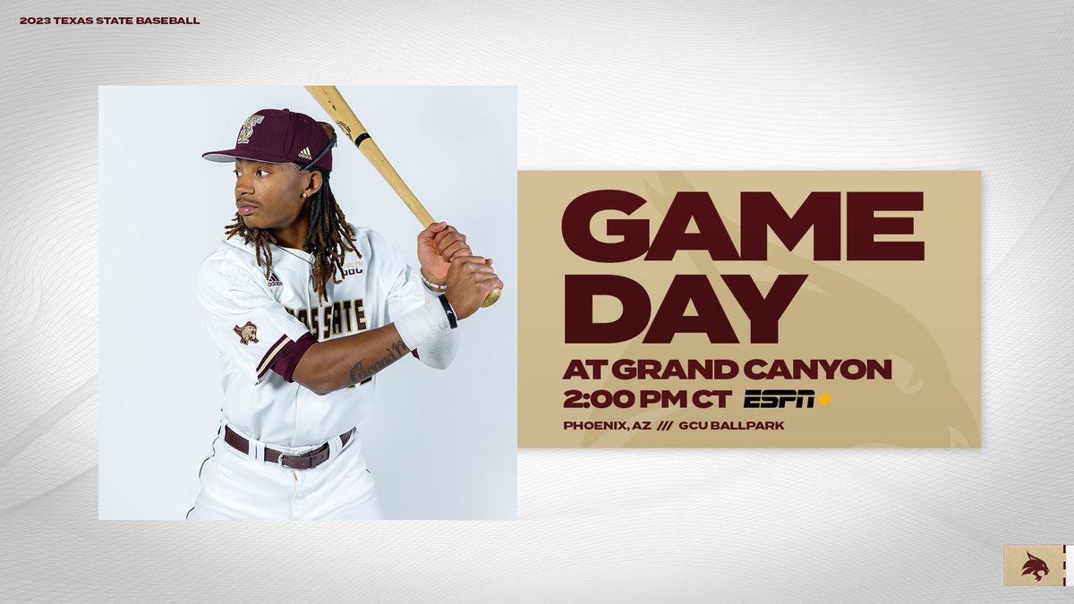 Rubber game in the desert

🆚: Grand Canyon
🏟 : GCU Ballpark
📍: Phoenix, Ariz.
🕑: 2 pm CT
📊: TXST.com/Stats
💻: ESPN+ (es.pn/3ms94le)

#EatEmUp #SlamMarcos