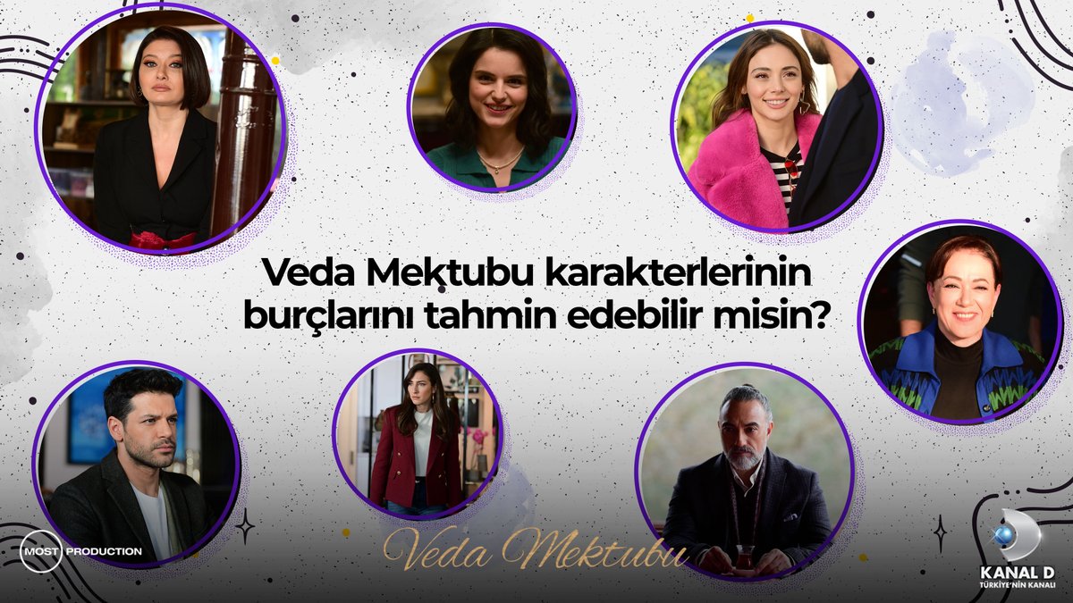Veda Mektubu karakterlerinin burçlarını tahmin edebilir misin?

#VedaMektubu yeni bölümüyle bu akşam 20.00'de #KanalD'de!

<a href="/KanalD/">Kanal D</a> <a href="/mostproduction/">Most Production</a> <a href="/nrglyslcy/">Nurgül Yeşilçay</a> <a href="/SelimByraktar/">sellum</a> <a href="/Bennu_Yldrmlar/">Bennu Yıldırımlar</a> <a href="/rsoyyturk/">Rabia Soytürk</a> #EmreKıvılcım <a href="/hazarmotan/">Hazar Motan</a>