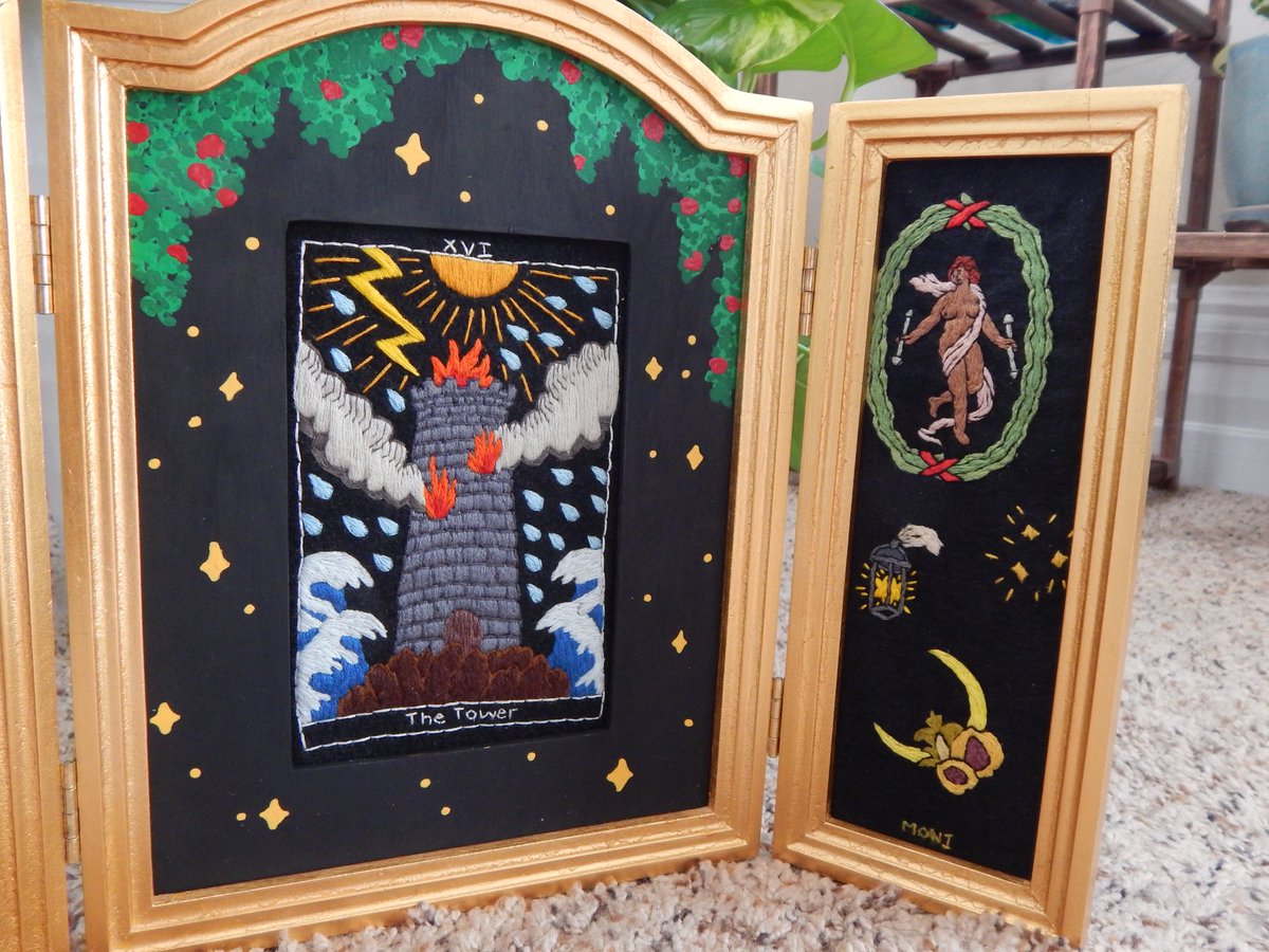 moni_mononoke's tweet photo. I stitched the Tower section last year, I wasn’t exactly pleased/had a totally different vision for it. Then, finding this frame gave way for new ideas and extensions. I truly am in love with how it came out~ https://t.co/5WziYtrwCb