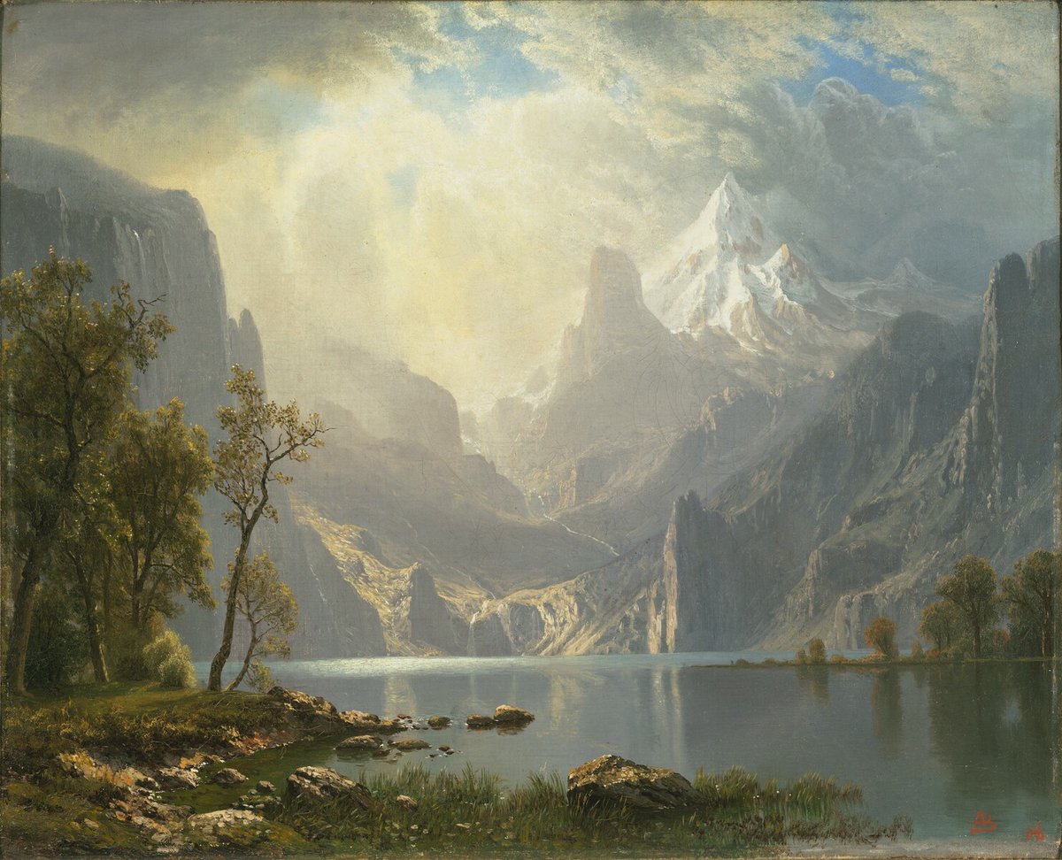 Albert Bierstadt, In the Sierras, 1868 #harvardartmuseums #albertbierstadt harvardartmuseums.org/collections/ob…