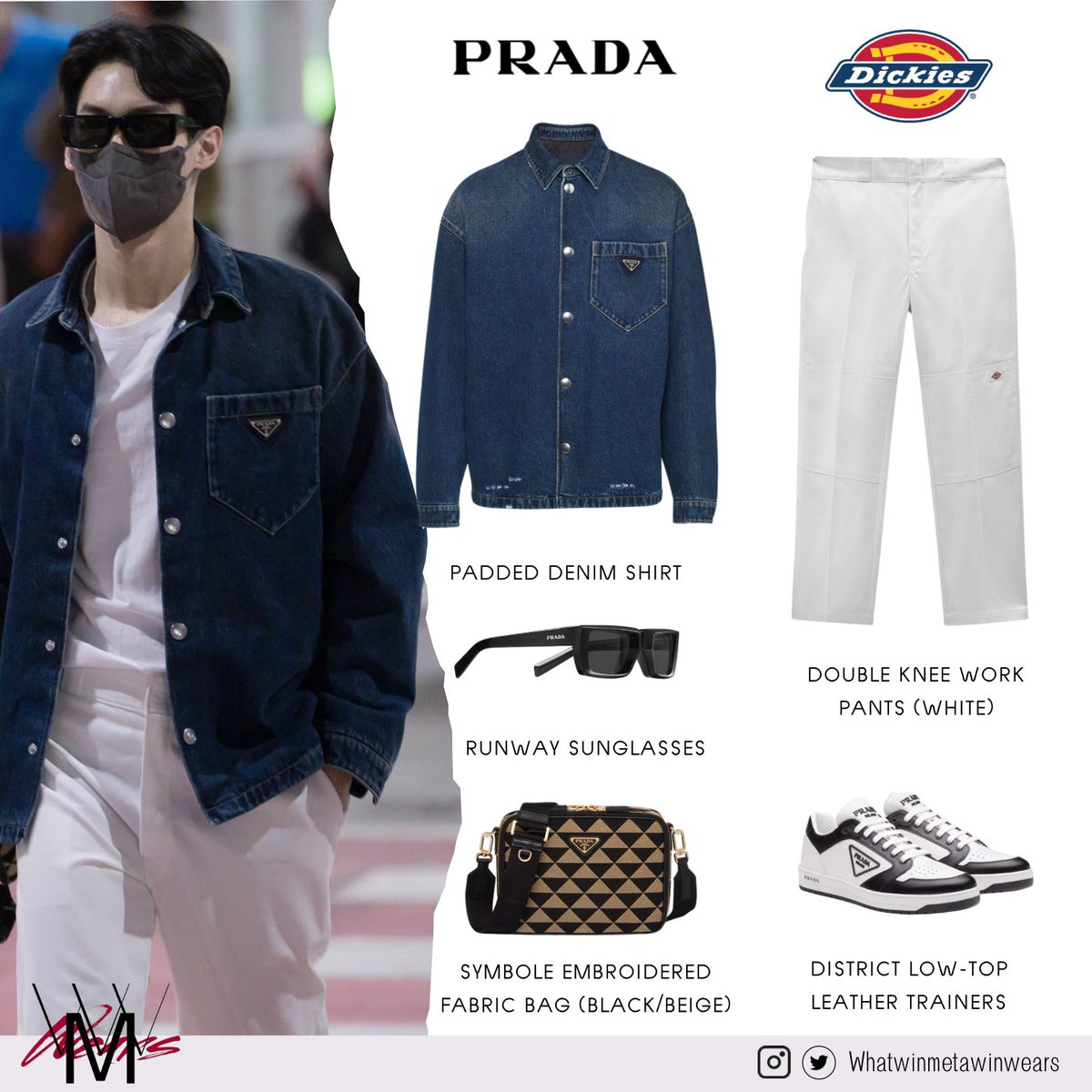 ✨ Win Metawin wears

<a href="/Prada/">PRADA</a> 
👕 Padded denim shirt
👟 District trainers
💼 Symbole embroidered fabric bag
🕶 SUNGLASSES
👖 <a href="/Dickies/">Dickies</a> DOUBLE KNEE WORK PANTS

📷 CloudSunandSky

#PradaxWin #prada #pradathailand #dickies #dickiesthailand 
#winmetawin #whatwinmetawinwears