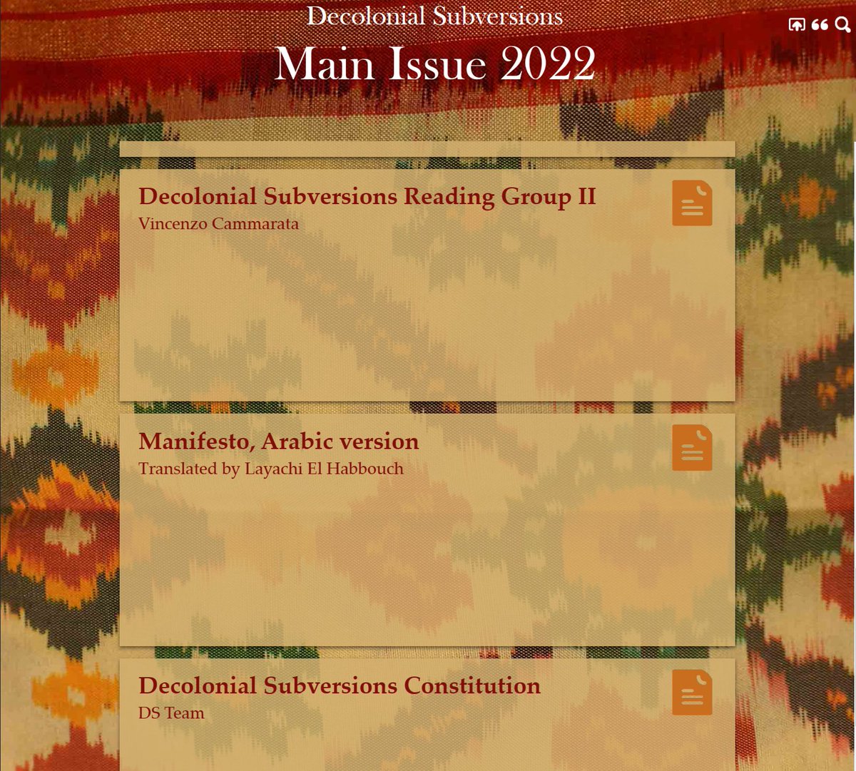 _decolonise's tweet photo. Suntem bucuroși să anunțăm că Decolonial Subversions-Subversiuni Decoloniale #MainIssue2022 'Noi începuturi' a fost publicat pe site-ul nostru. Cuvinte cheie: biomedicină, antropocen, gândire nomadă, construirea statului, muzee, restituire, arabă. Citiți! https://t.co/lKFxPXiiwc. https://t.co/wJM82I22GO