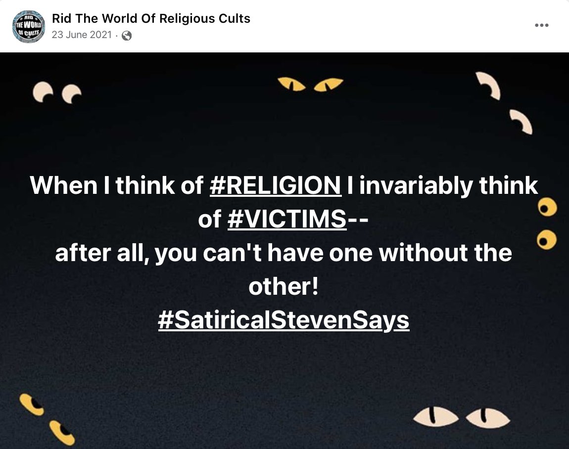 When I think of #RELIGION I invariably think of #VICTIMS....

after all, you can't have one without the other!

#SatiricalStevenSays @UNAMERICANHOUSE @cnn_talk