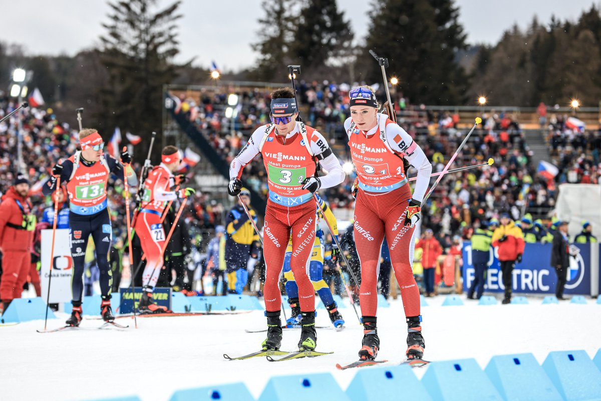 swissskiteam's tweet photo. GROSSARTIG! Podestplatz für Amy #Baserga und Niklas #Hartweg in der Single-Mixed-Staffel beim Biathlon-Weltcup in Nove Mesto! Das Schweizer 🇨🇭 Duo läuft hinter Norwegen auf Rang 2! 🥈👏👏💪
Congrats!
#swissskiteam #100percent https://t.co/DKYkxelpZa