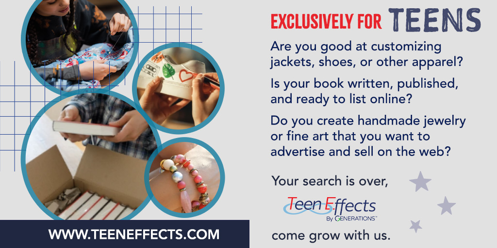 generations_org's tweet image. The website specifically for teenage creatives to advertise and sell their original merchandise...unique (non-perishable) products, fine art, and more.
#TeensOnly #BuiltFromScratch #teenentrepreneur #teencreatives