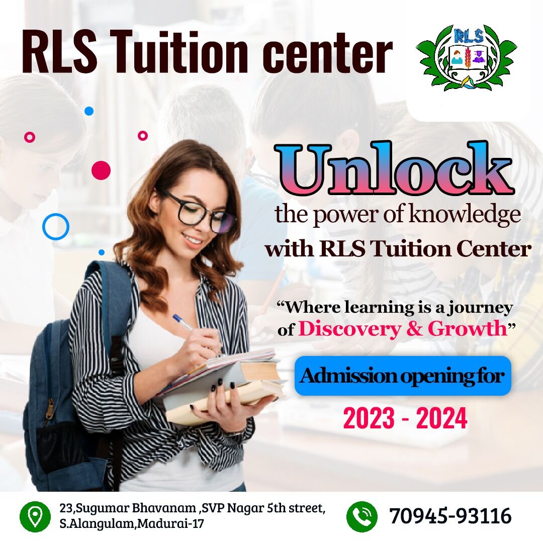 rlstuitionmdu's tweet image. Join us today and experience the transformative power of learning!

#rlstuitioncenter #rlssugumar #learneverything #learingskill #mathstuition #tuitioncenterinmadurai #besttuitioncenterinmadurai #hometuition #learningcenter
