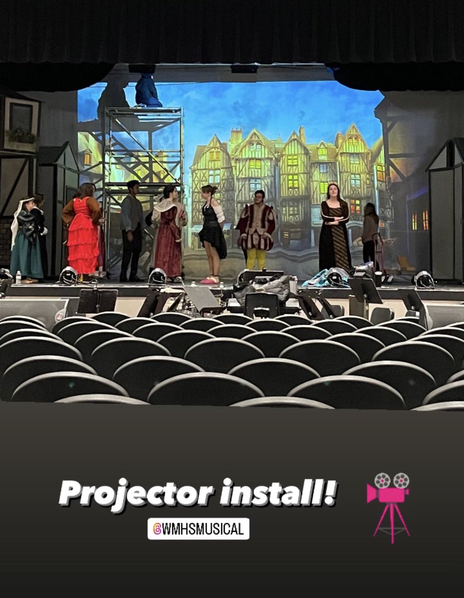 Projector install to complete our scenic design! You don’t want to miss this award winning cast/crew! wmtps.seatyourself.biz 🎟️ @Sharonawest06 <a href="/wmhs_theatre/">WMHS Theatre Arts</a> <a href="/wmthsart/">West Milford HS Art</a>