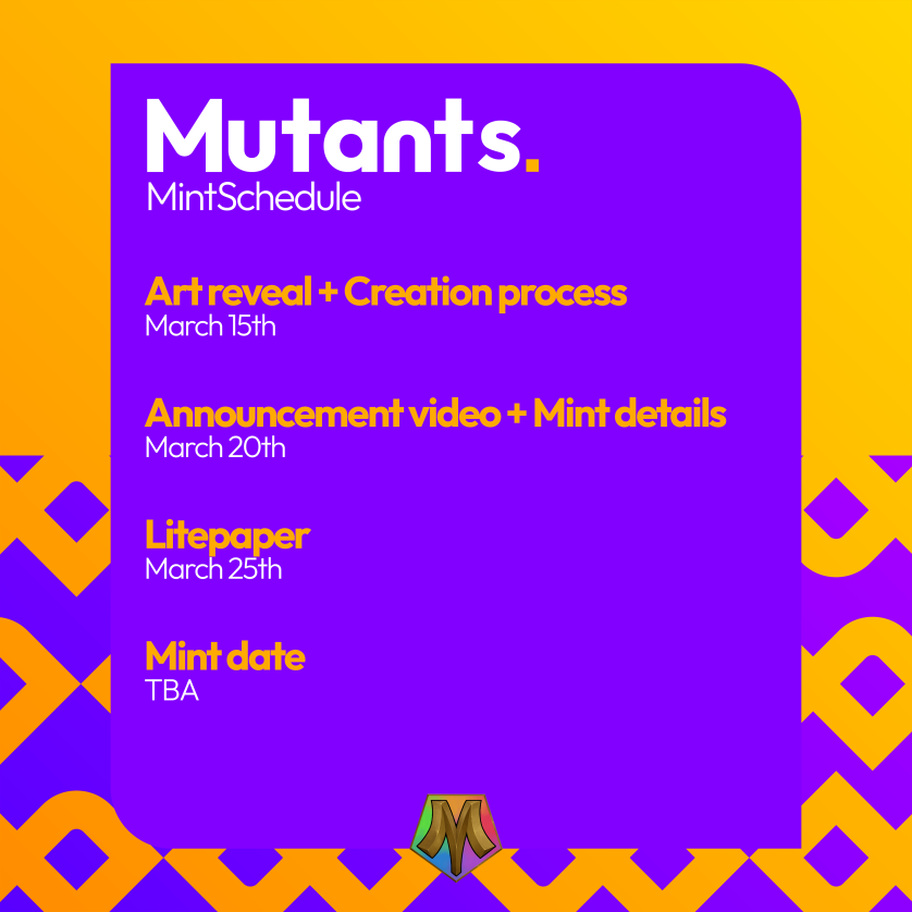 "A croc, a toad, a mouse, and me." - Dr. Carono wanted to create the perfect humanoid to help him expand the labs to new unexplored places. Will he succeed? 

Announcing our new collection: Mutants.

All you need is two Mutant NFTs (any season) and some Mutant utility tokens to