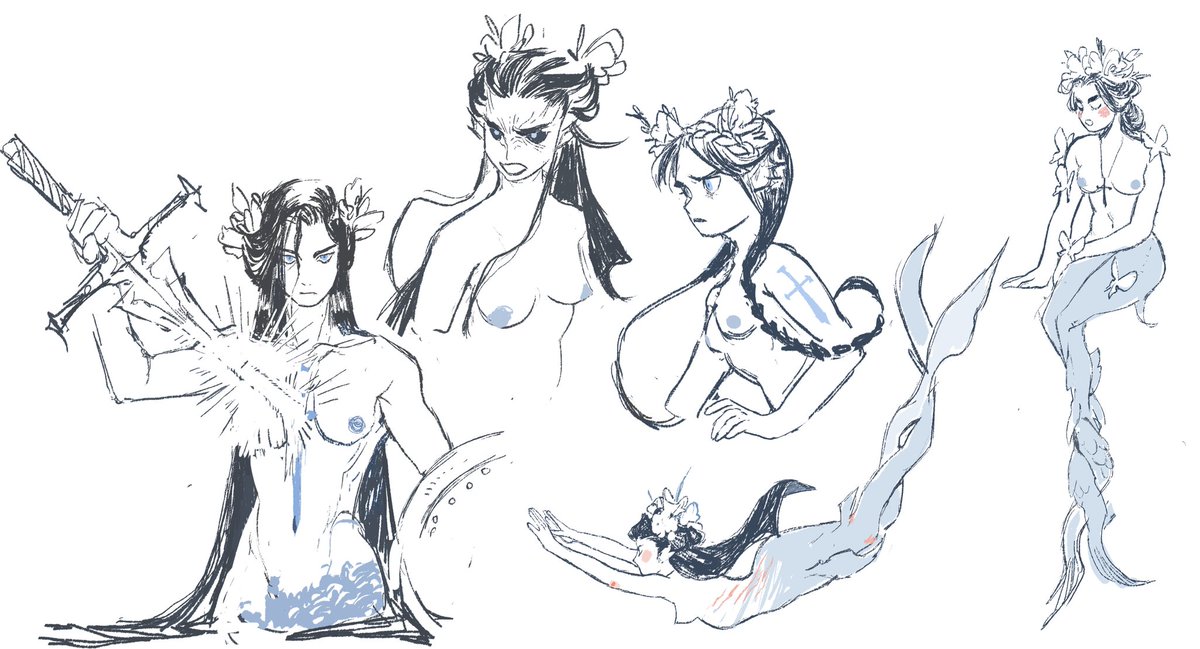 Sunzai4's tweet image. More exploration sketches for @SyrenkaFilm 💙💙
2/3