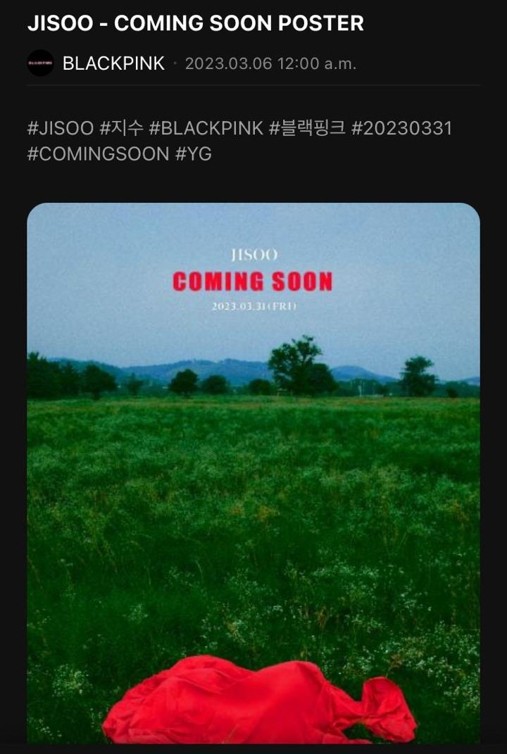 BLACKPINKMX1's tweet photo. ESTAMOS EN EL SUELO, ESTO NO ES UN SIMULACRO, JISOO SOLO FINALLY COMING SOON.

SOLOIST JISOO IS COMING
#JISOOComingSoonPoster
#BLACKPINK #BLACKPINKMÉXICO #YG @BLACKPINK https://t.co/E0hprrS0RA