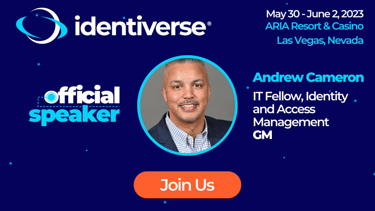 Identiverse's tweet photo. Meet speaker @cameronka at this year's #Identiverse - who manages the Strategy and Roadmap of IAM technology platforms and drives identity enabled zero trust solutions across the enterprise at @GM. Register now: https://t.co/a2WXpV6wqA

#infosec #infosecurity #cybersecurity https://t.co/oCw68bWqn5