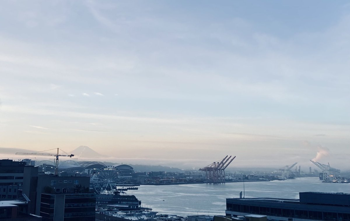 kaysmithblum's tweet image. What’s this crane messing with my #Mtrainier view #writers #timetowrite #writercommunity
