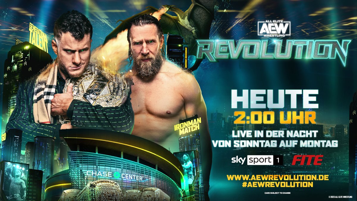 warnertvde's tweet image. Heute nacht ist es endlich soweit! Um 2:00 Uhr beginnt #AEWRevoution - und ihr könnt natürlich LIVE dabei sein. Entweder bei unseren Freunden von @FiteTV oder auf Sky.
Hier könnt ihr direkt bestellen:
FITE: aewrevolution.de
Sky: sky.de/wrestling