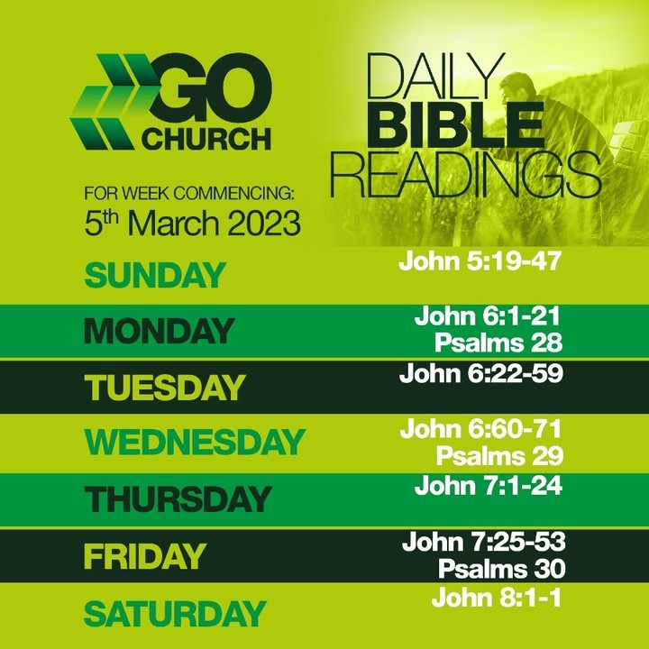 GoChurchB's tweet photo. Bible Reading Plan for week commencing Sunday 5 March, 2023. #gochurch #bradford #church #yourplace #lovegrowgoglorify #wordofgod #foodforlife #bible #dailybiblereading #readyourbible #getintotheword #getintothewordandgetthewordintoyou https://t.co/TeXqrnKtm9