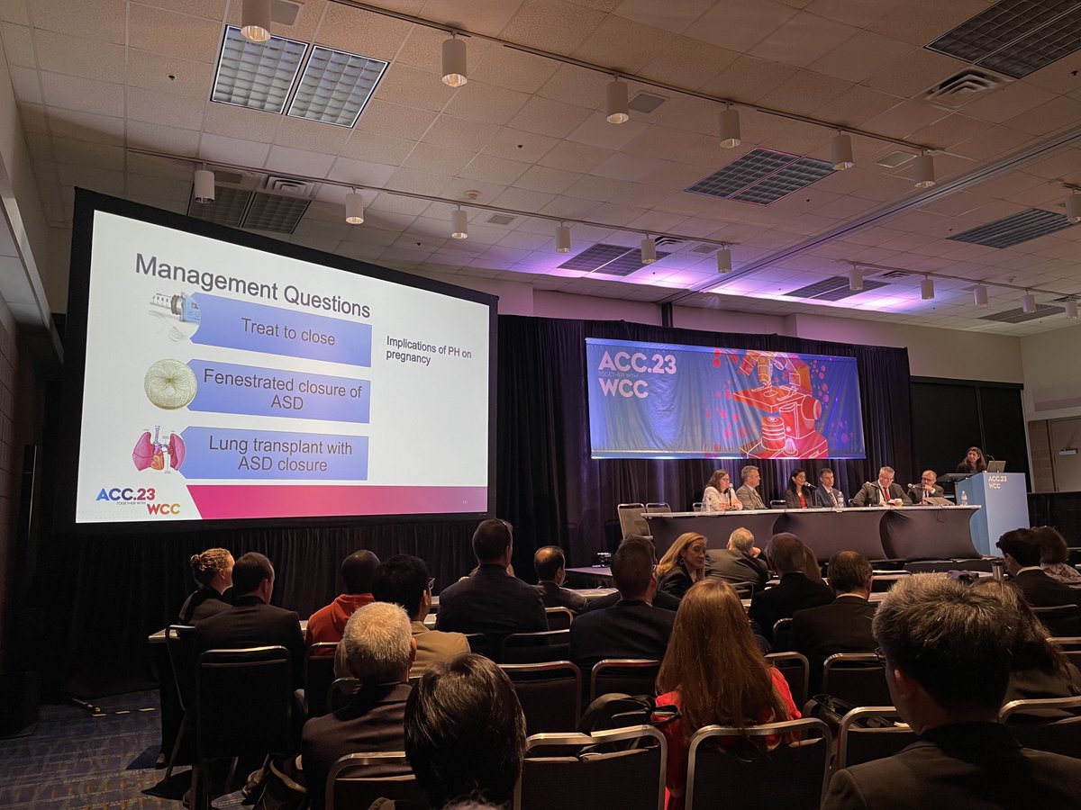 Fantastic case in ACHD-PAH and pregnancy presented by Dr. Salahuddin, with a fantastic discussion panel ⁦@AnneValente1⁩, Leigh Reardon, Yonatan Buber, and Anitra Romfh #ACHD #ACC2023