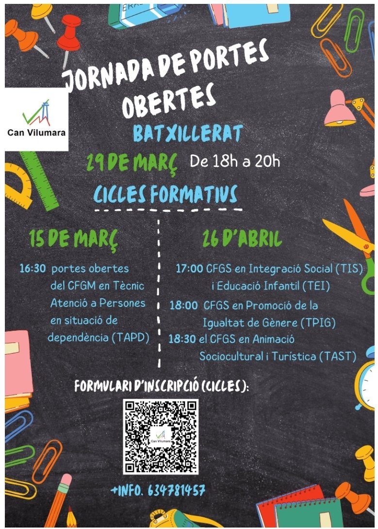 FPCanVilumara's tweet image. Jornades de #portesObertes dels #ciclesformatius 
#FP #SSC
US HI ESPEREM!!!