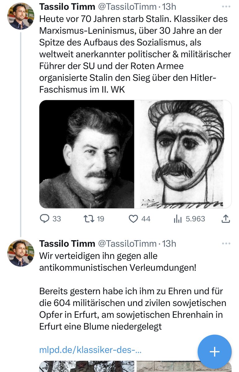 MatthiasHauer's tweet photo. Verehrung für einen millionenfachen Mörder - gehört bei Linksradikalen wie @TassiloTimm / @mlpdde / @rotefahnenews, die vom „echten Sozialismus“ schwafeln, zur Selbstverständlichkeit. Ekelhaft! #noMLPD #Timm https://t.co/AaHvi1ScVz