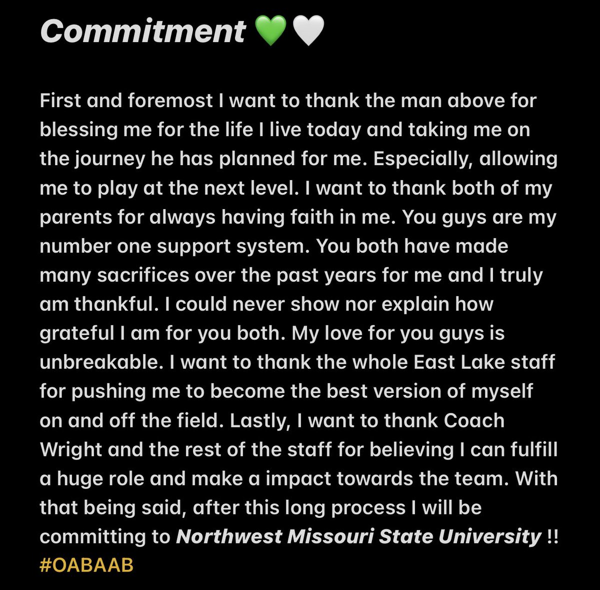 barry_devonne's tweet photo. 100% COMMITTED !!! 💚🤍
@NWBearcat_FB https://t.co/sGMmsthGn5