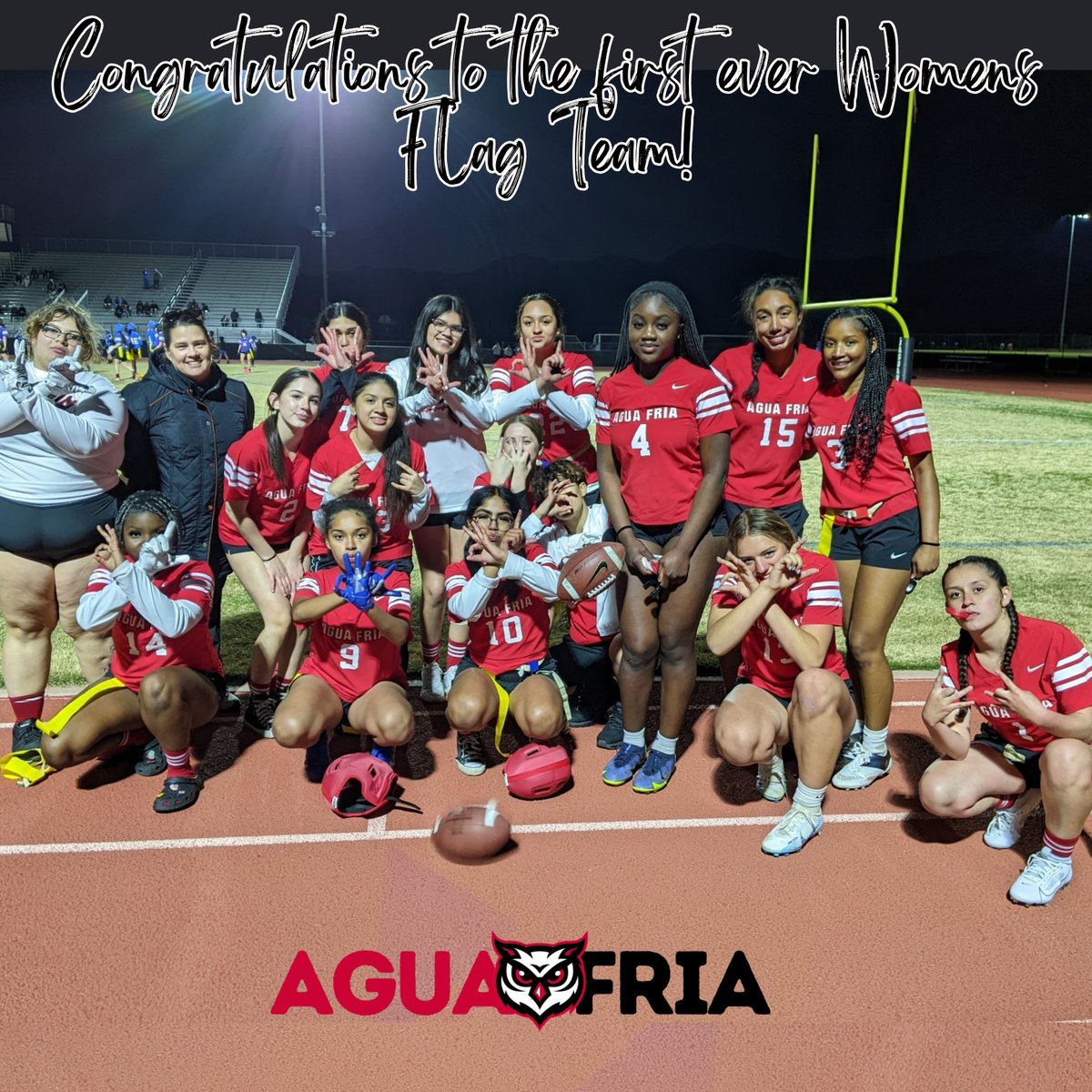The Owls Flag Team score the first touchdown in the district last week at the Flag Football Tournament at CVHS. Congratulations ladies on a good start to your season!