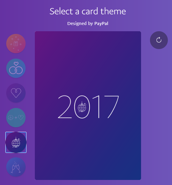 Just remembered you can set a "gift card theme" on a <a href="/PayPal/">PayPal</a> payment. Seems they've forgotten it exists too! 😅Happy 2017!